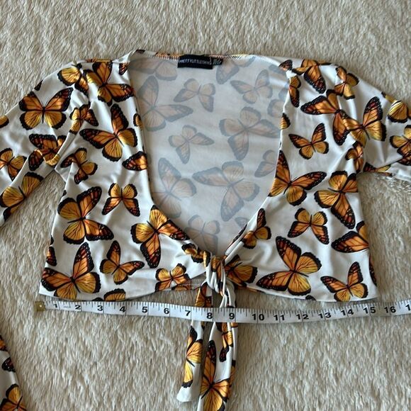 PrettyLittleThing butterfly crop top size 0 - Picture 9 of 16